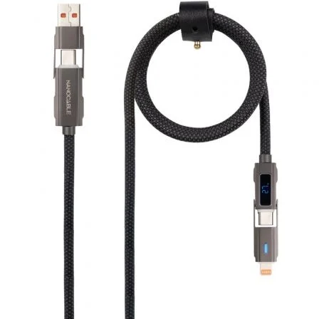 Nano Cable 10.01.2501 Cable USB-C 2.0 Intercambiable 27W con Display Digital, USB-C/USB-A a Lightning/USB-C, Carga y Datos, Mallado Negro, 1 Metro Nano Cable 10.01.2501 Cable USB-C 2.0 Intercambiable 27W con Display Digital, USB-C/USB-A a Lightning/USB-C, Carga y Datos, Mallado Negro, 1 Metro